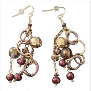 Chico's Gold and Brown Dangle Earrings